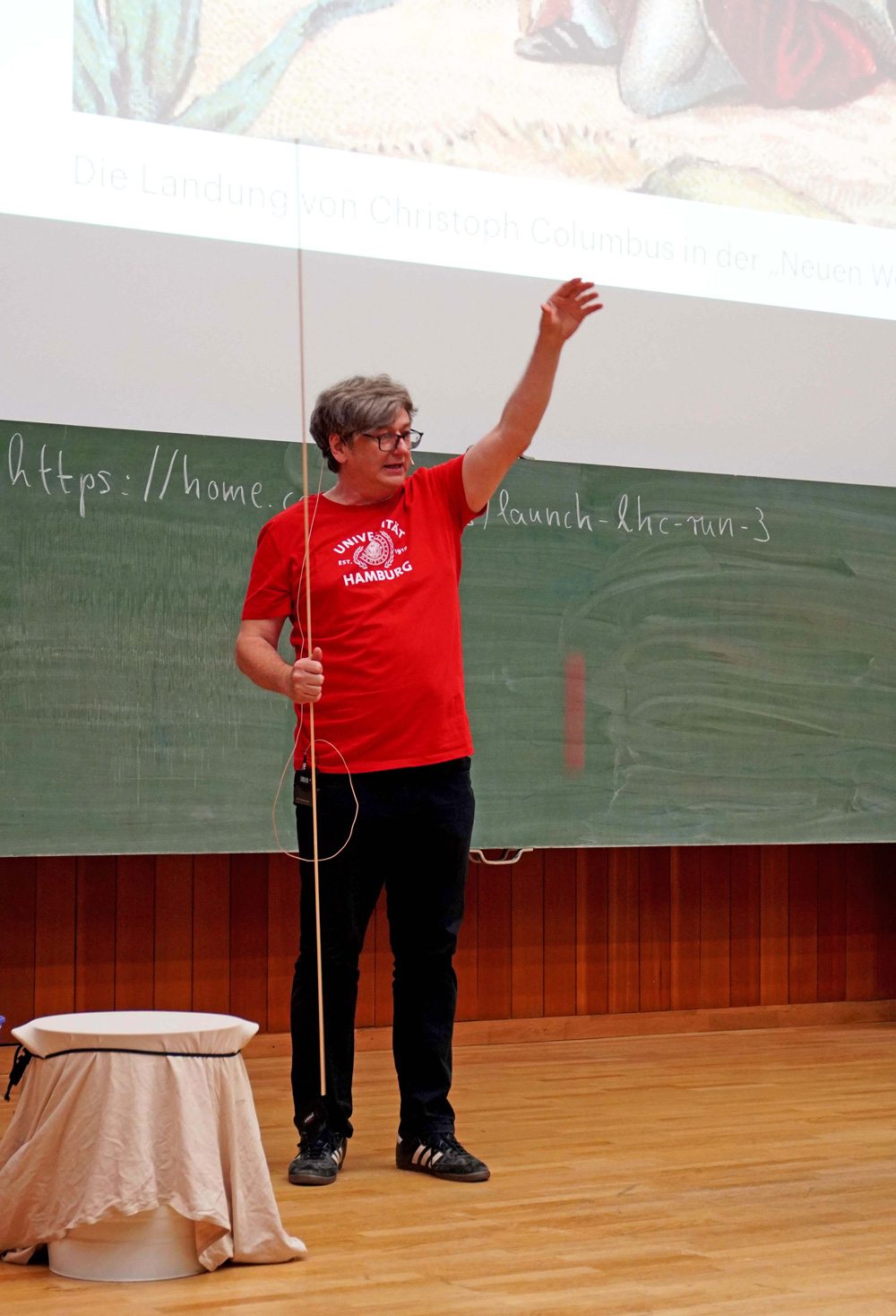 Professor Christian Schwanenberger hält einen Vortrag.